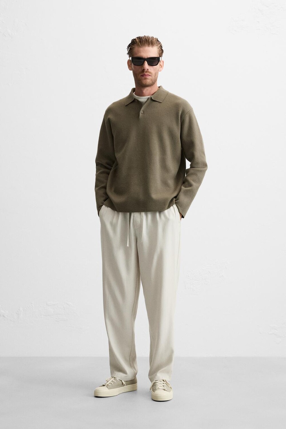 

Брюки lyocell jogger на талии ZARA, цвет ice