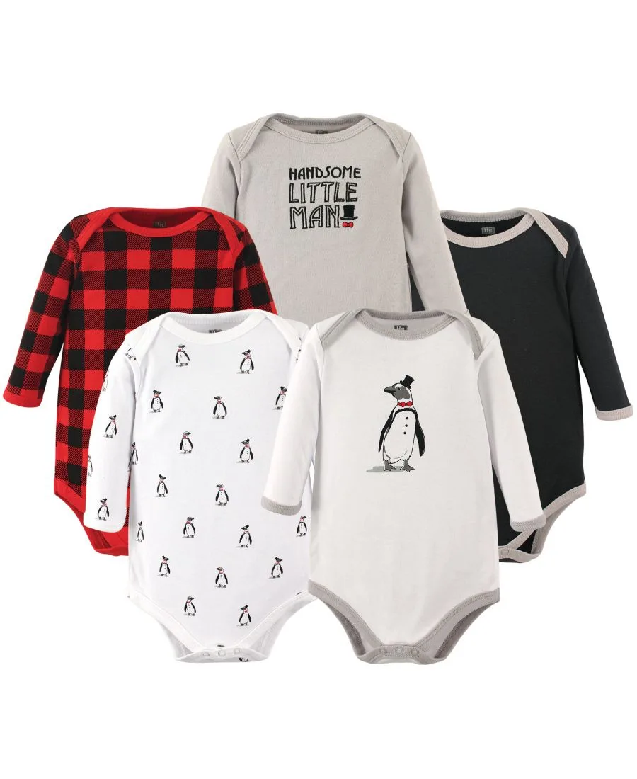 Комплект из 5 мягких хлопковых боди с длинными рукавами Hudson Baby, Penguin