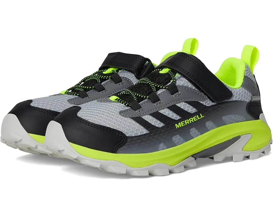 Кроссовки Merrell Kids Moab Speed 2 Low Alternative Closure Waterproof (Little Kid/Big Kid), Grey/Black/Citron