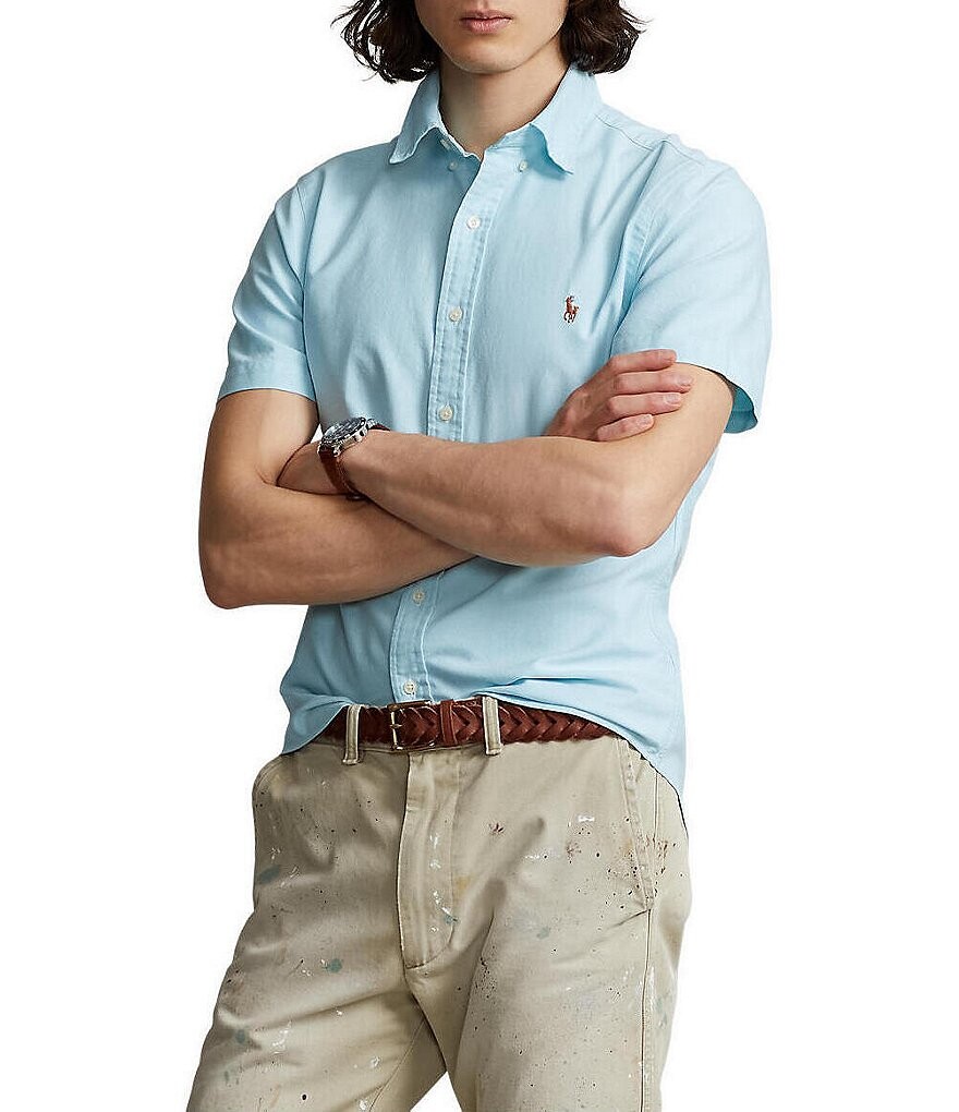 

Оксфордская рубашка классического кроя с короткими рукавами Polo Ralph Lauren, синий