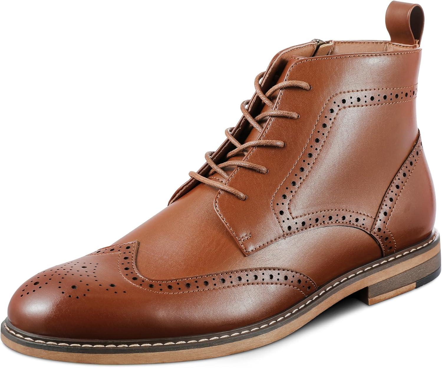 

Мужские классические ботинки FUNROMAN Броги Оксфорды на низком голенище из искусственной кожи для мотоцикла M03, Brown 03