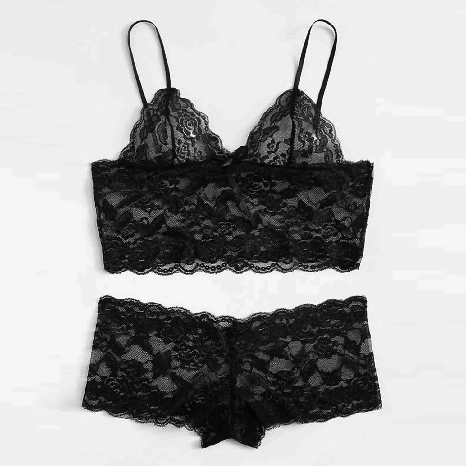 Комплект пижамы кружевной Women's Sexy Nightwear, черный — фото 3