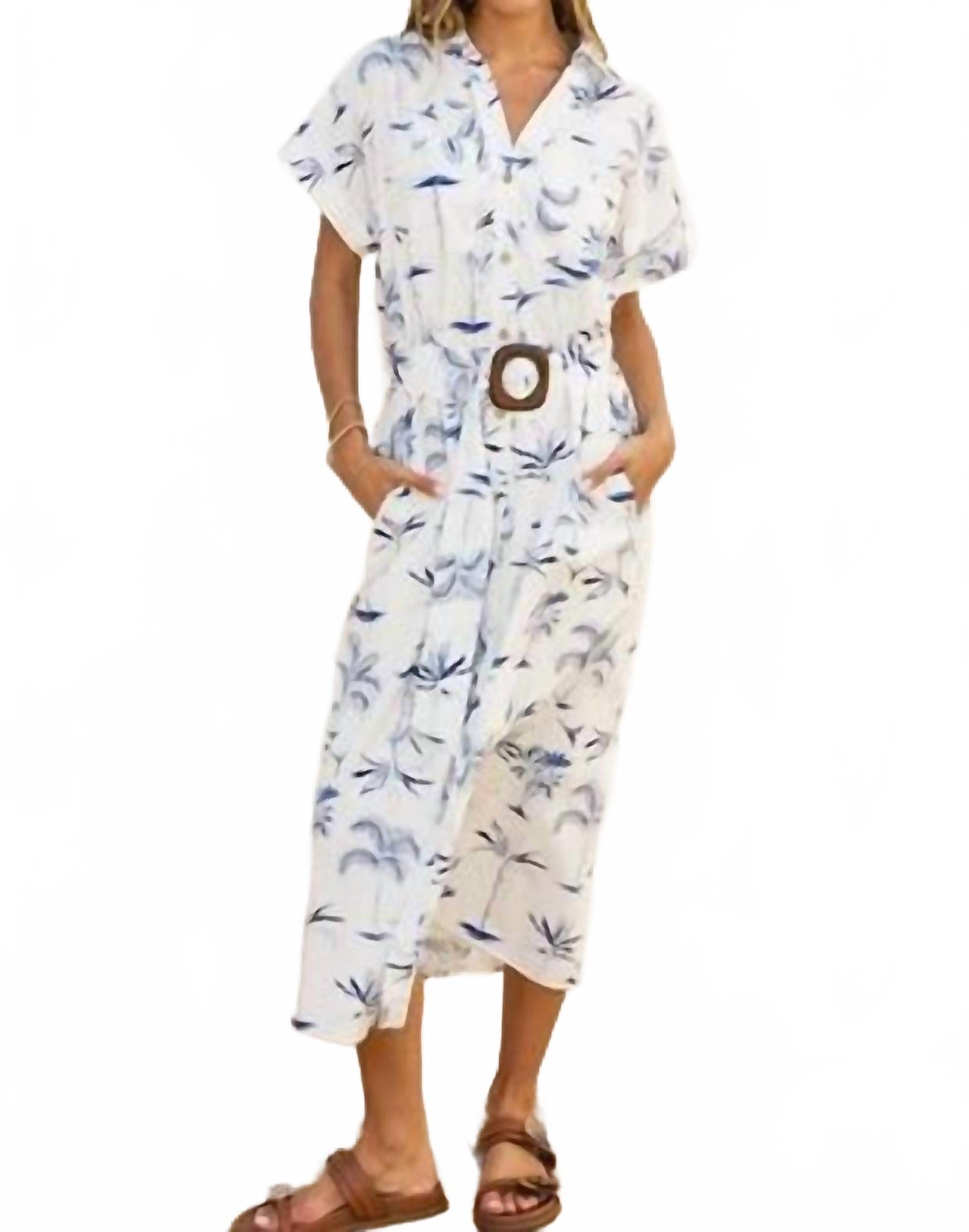 

Белое платье-рубашка с поясом и подкладкой Oceanica DRESS FORUM