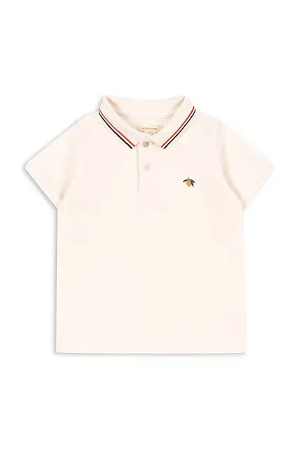 Поло детское из органического хлопка Florian Polo Shirt Konges Sløjd, бежевый — фото 2