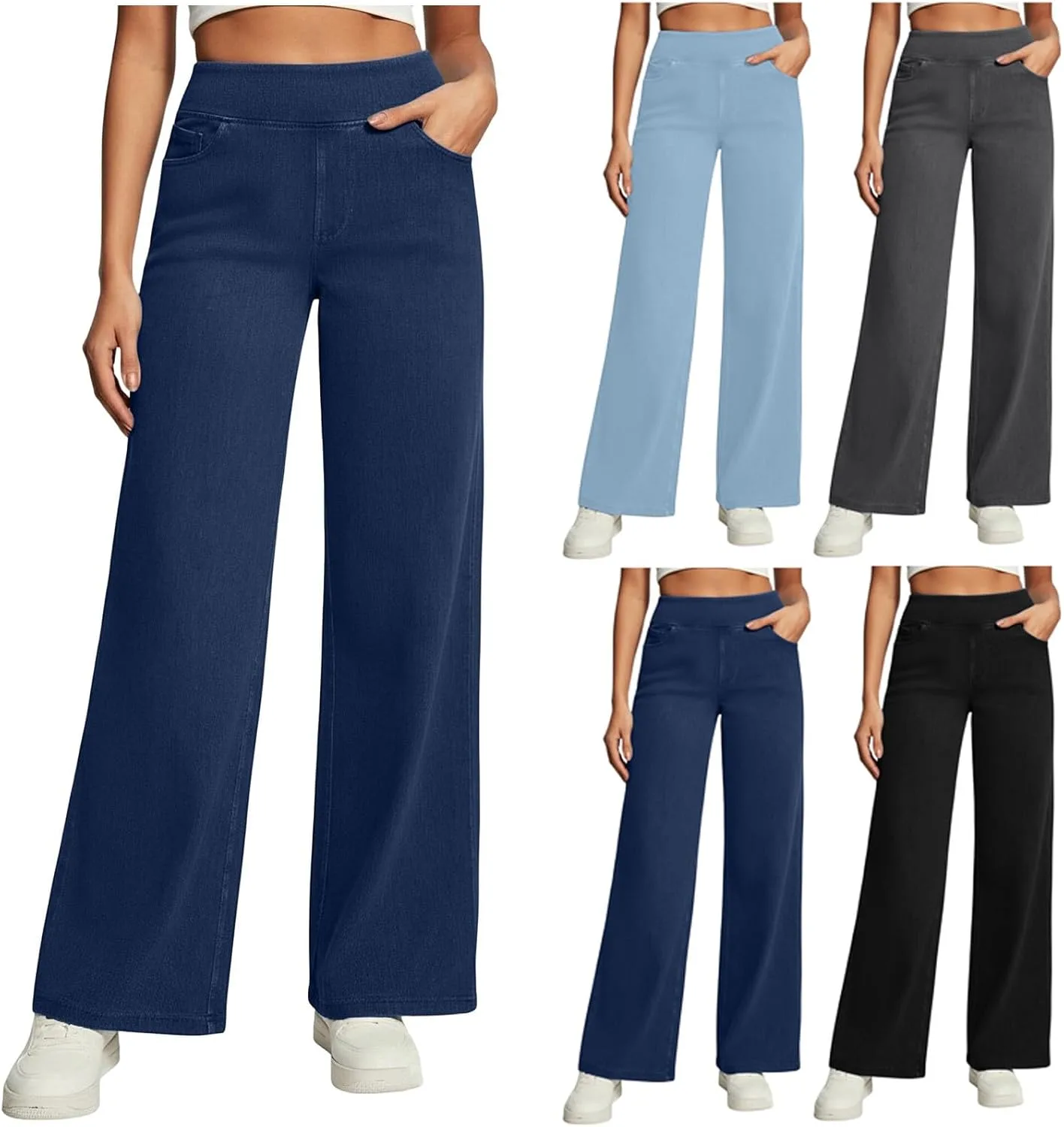 

Женские широкие брюки с высокой талией и эффектом контроля живота betible