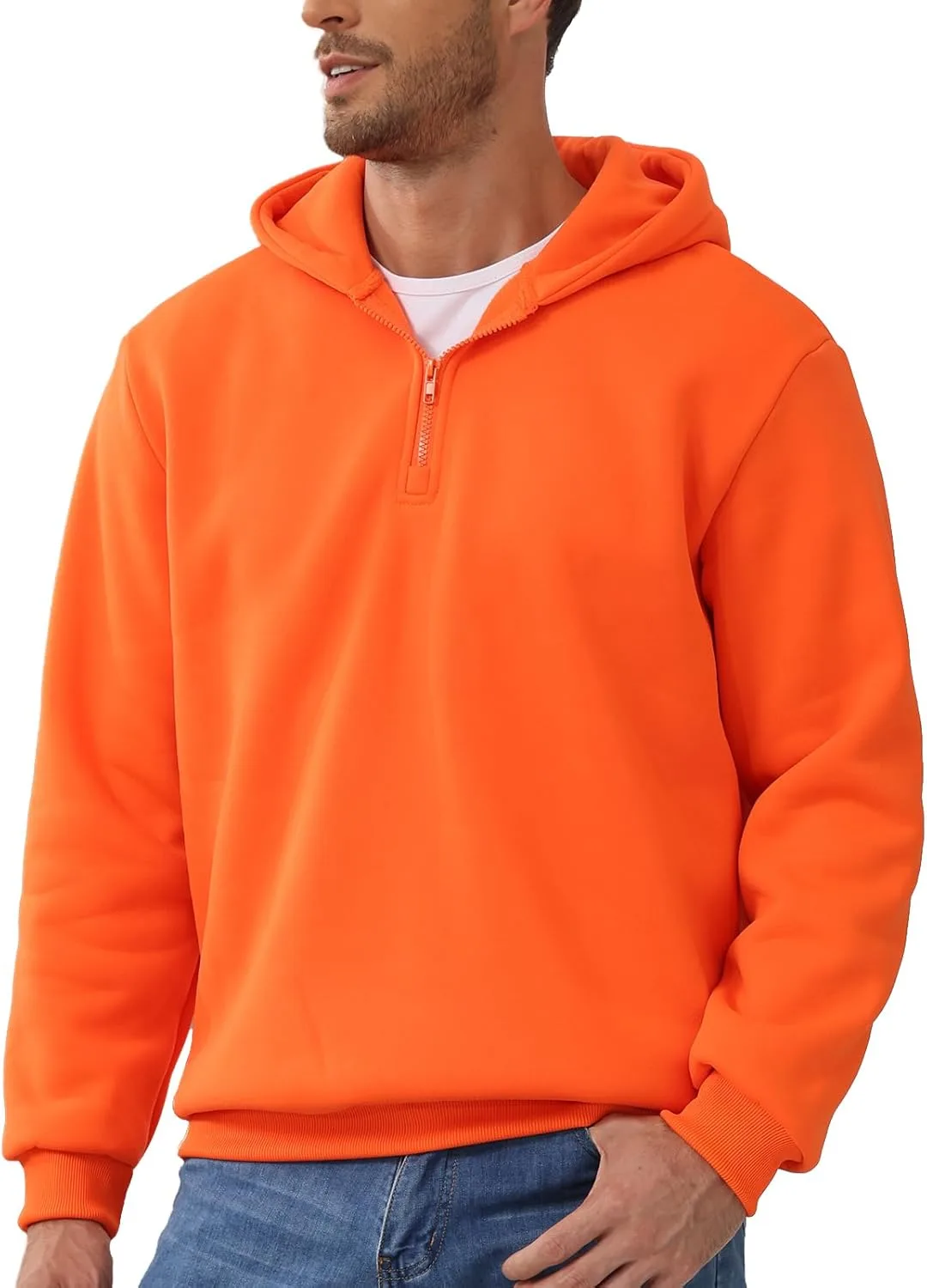 

JIHUILAI мужская толстовка с молнией на четверть, флисовая, с длинными рукавами, размеры S-3XL