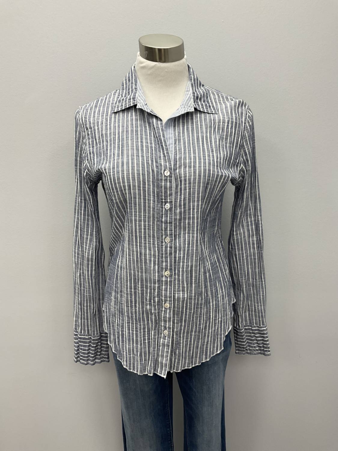 

Рубашка из хлопка Chambray Stripe в светло-голубую полоску Cino