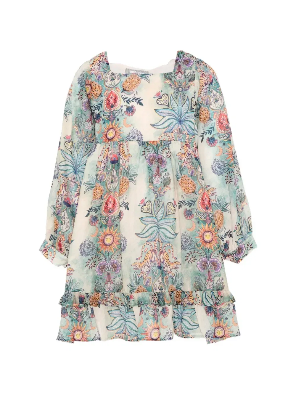 Платье с цветочным принтом Just Cavalli Kids, бежевый