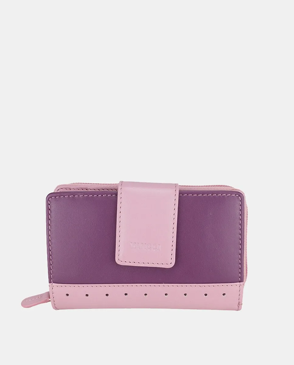 

Женский кошелек-кошелек среднего размера из кожи цвета фуксии и фиолетового цвета Yancci