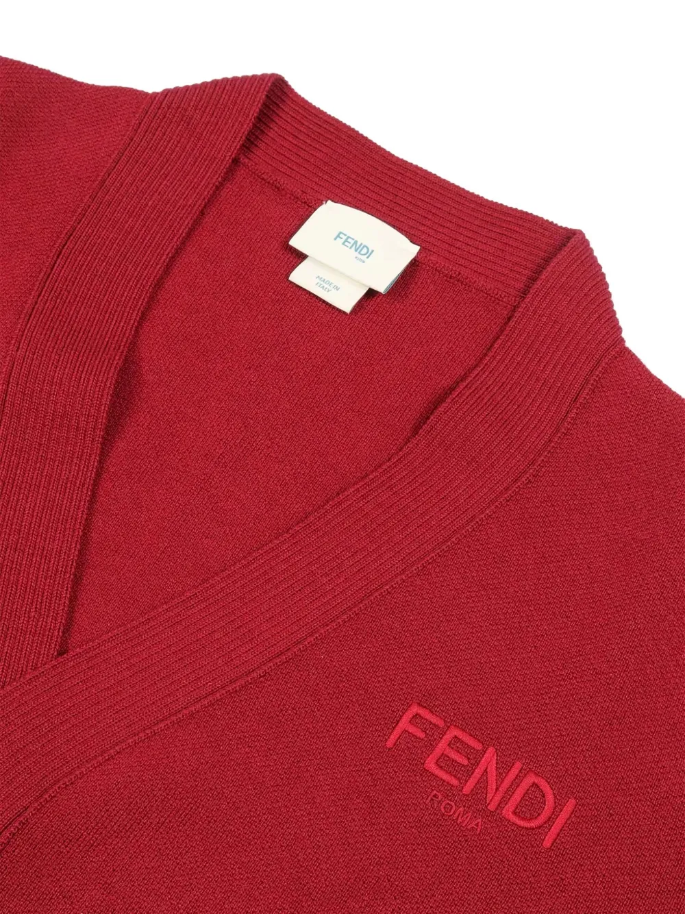 Кардиган на пуговицах с вышитым логотипом Fendi Kids, красный — фото 3