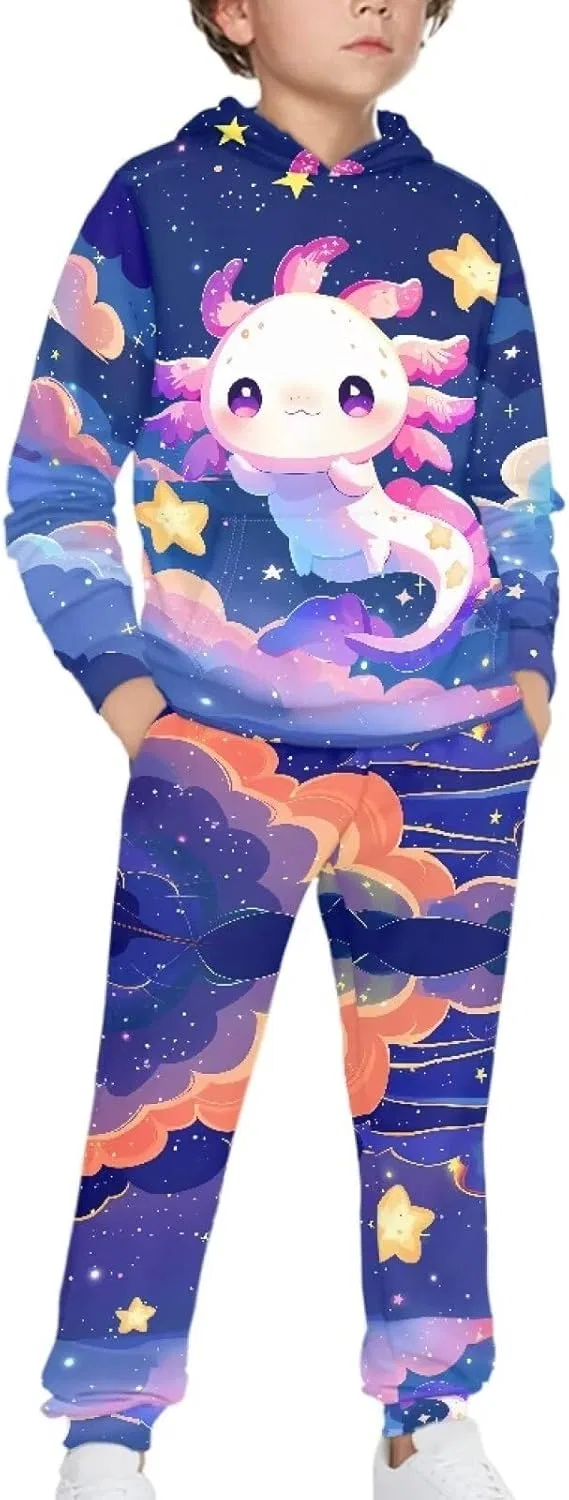 Детский спортивный костюм Galaxy Axolotl Printed, худи и штаны — фото 3