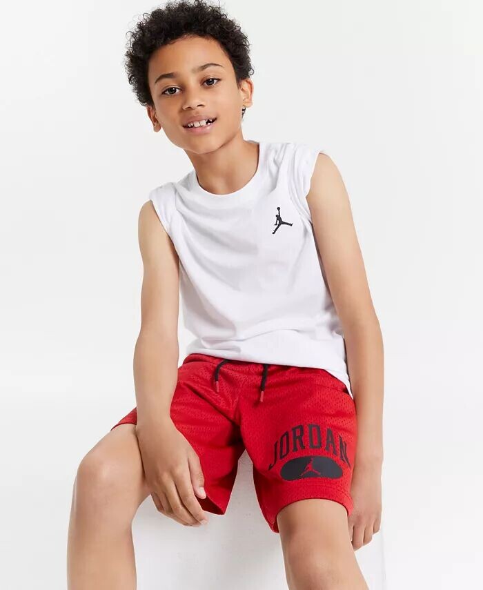 Футболка с вышивкой Big Boys Jumpman Air и шорты с сетчатым логотипом Jordan, белый — фото 2