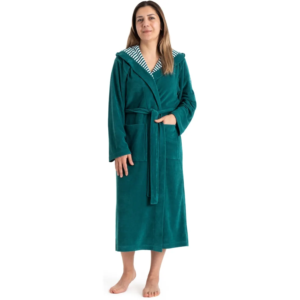 

Женский халат для бассейна KangaROOS Dalia, идеален для сауны и СПА, стандартной длины и удлиненный, 1 шт., однотонный с полосками, с карманами, легкий, размеры XS-3XL, также в особо длинном варианте Kangaroos, изумруд