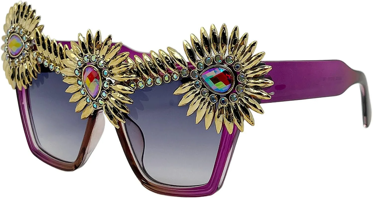 

Солнцезащитные очки «кошачий глаз» со стразами для женщин. Модные большие солнцезащитные очки с бриллиантами и защитой от УФ-излучения. Сверкающие очки mincl, Purple