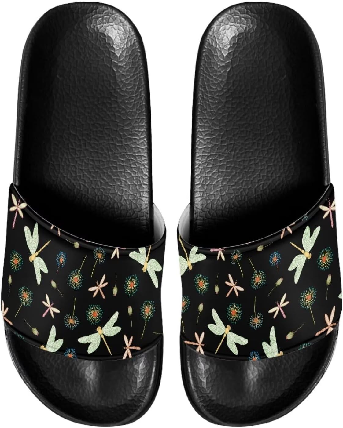 

Повседневные нескользящие шлепанцы для женщин и мужчин, с открытым носком, домашней подошвой, легкие плоские тапочки для ванной и пляжа Annejudy, Dragonfly Print