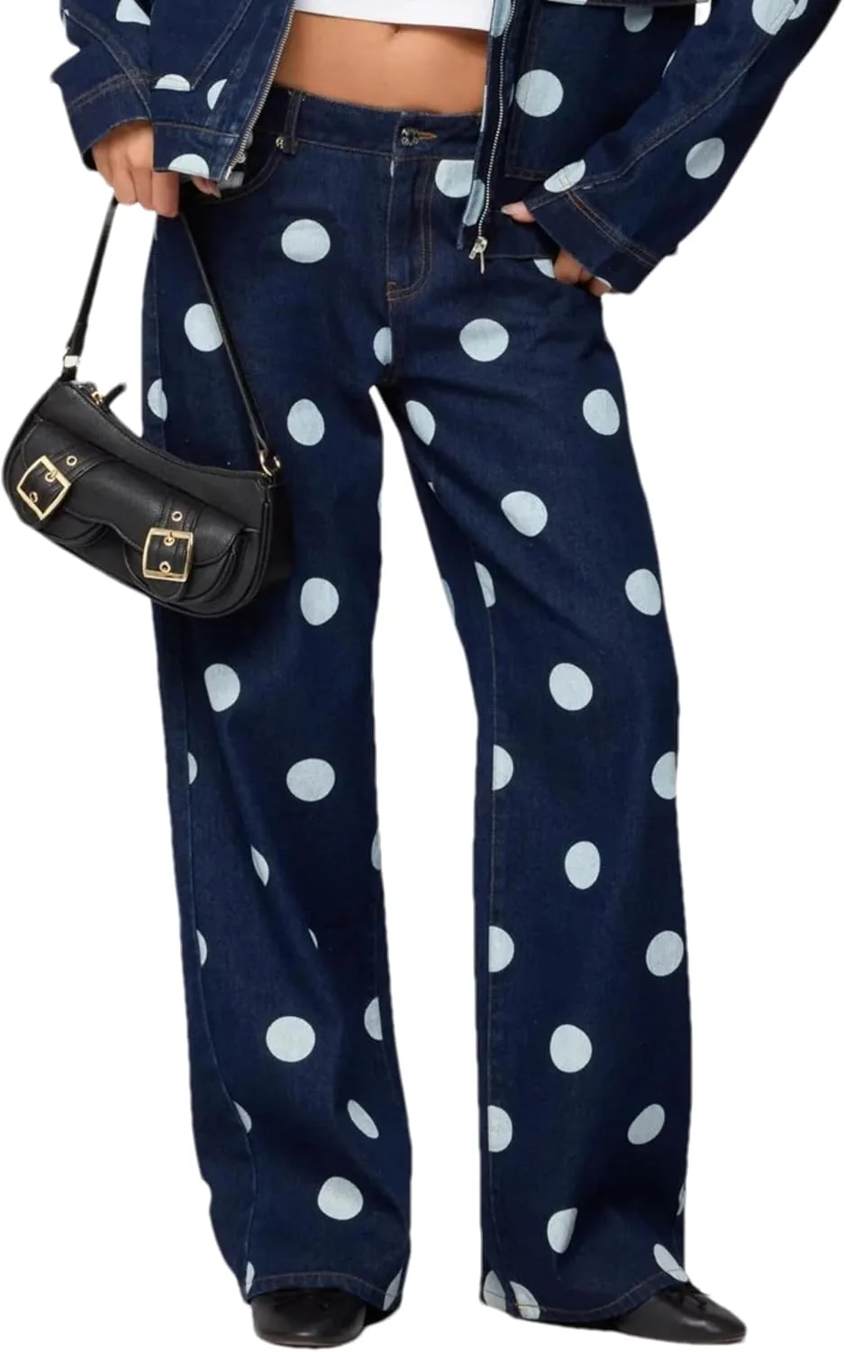 

Женские джинсы в горошек High Waisted Wide Leg Sdipipo