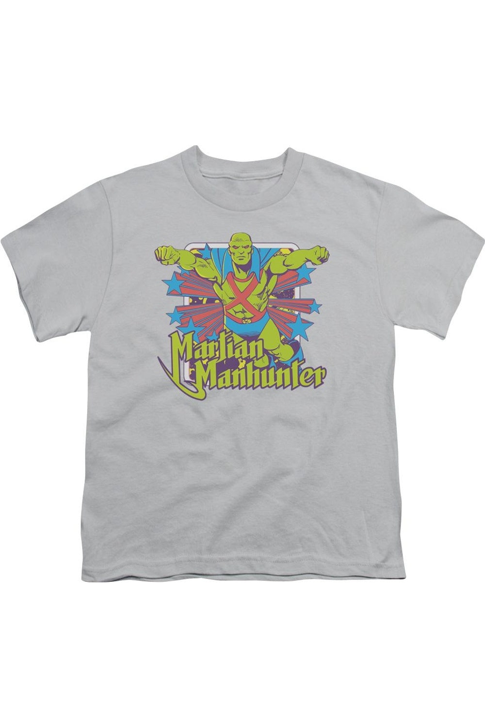 

Футболка с коротким рукавом DC Comics Manhunter Stars для детей Gildan, серебряный
