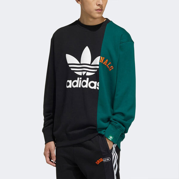 Толстовка Men's adidas originals Mr Crew Logo Printing Colorblock Irregular Round Neck Pullover Black, черный — фото 3