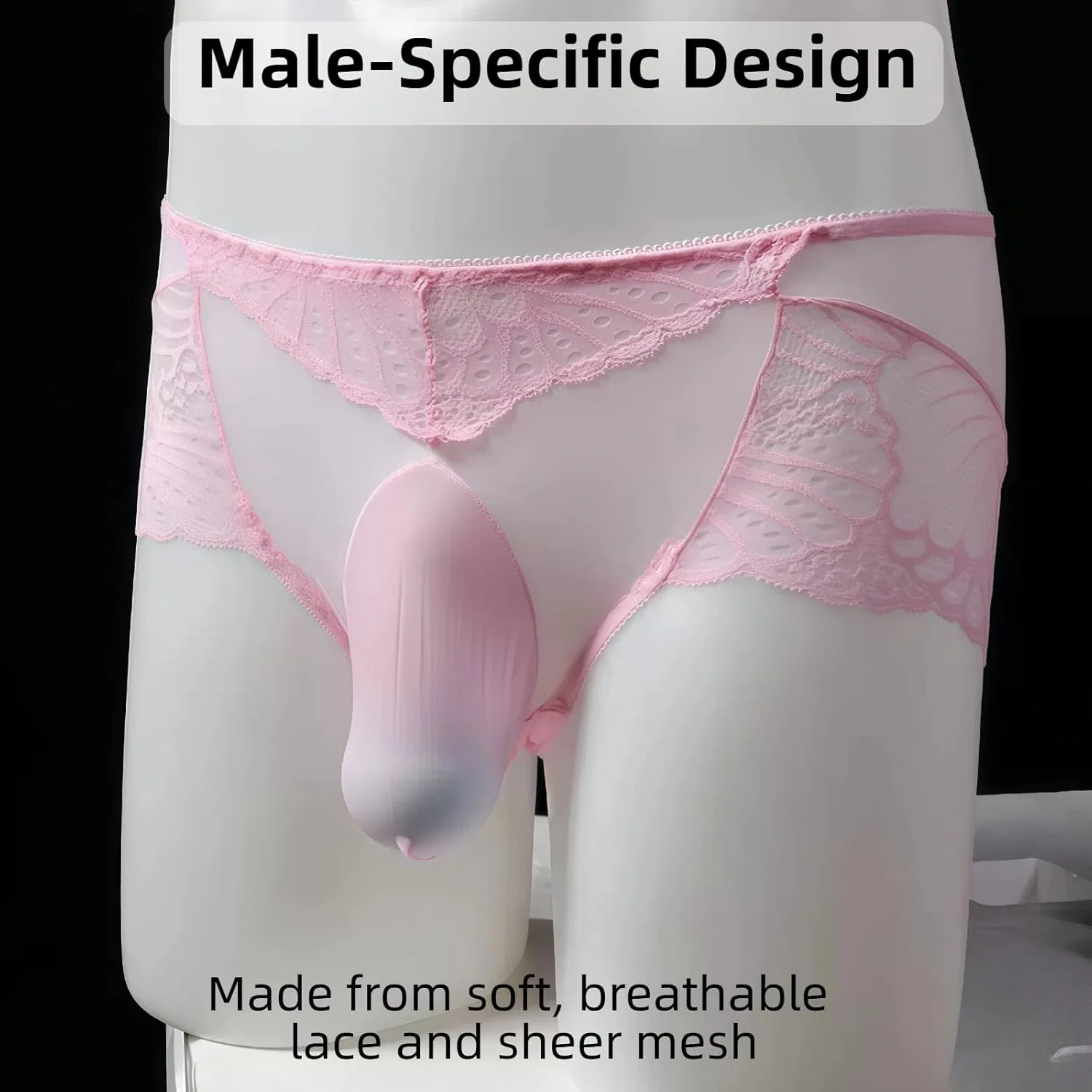 Трусы-хипстеры кружевные, Sissy Pouch Panties, розовый — фото 4