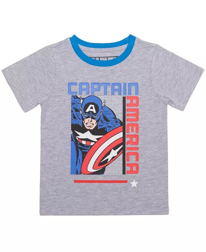 

Футболка с классическим комиксом для малышей Captain America, серый