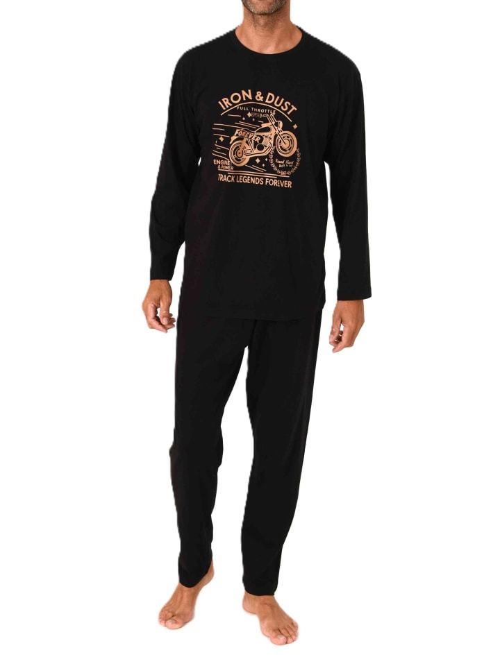 

NORMANN Пижама с длинными рукавами и принтом спереди, антрацитового цвета