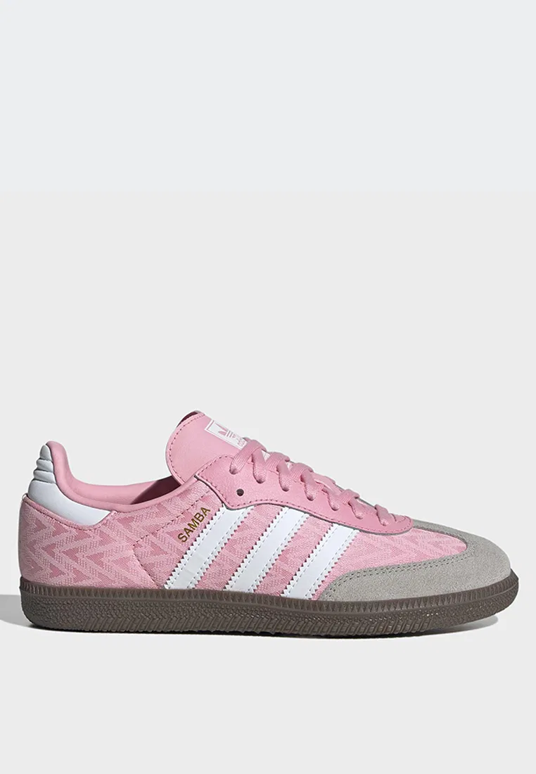 Кроссовки детские, Samba, Adidas, белый/светло-розовый