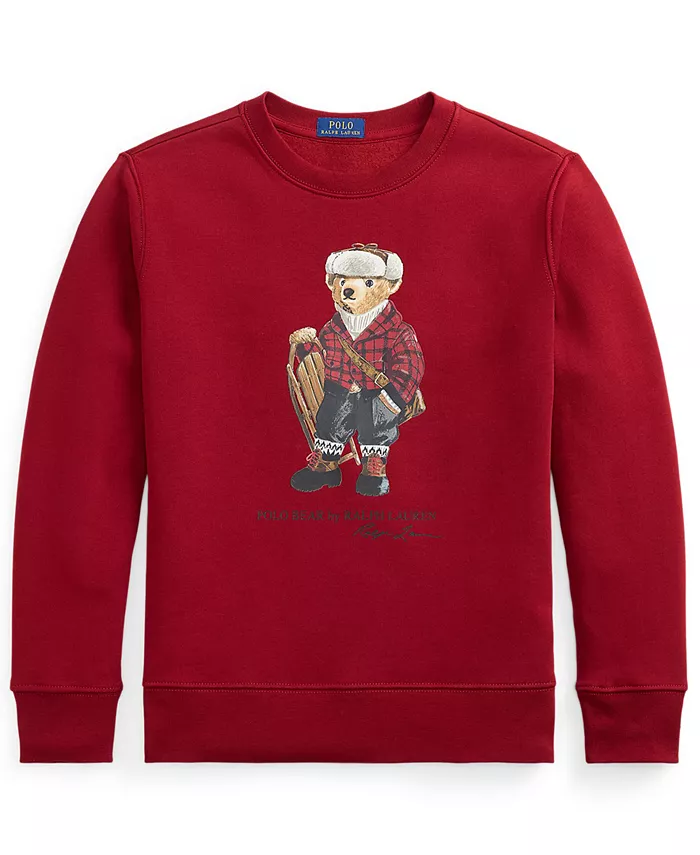

Мальчики 8-20 Polo Bear флисовая толстовка с круглым вырезом Polo Ralph Lauren, красный