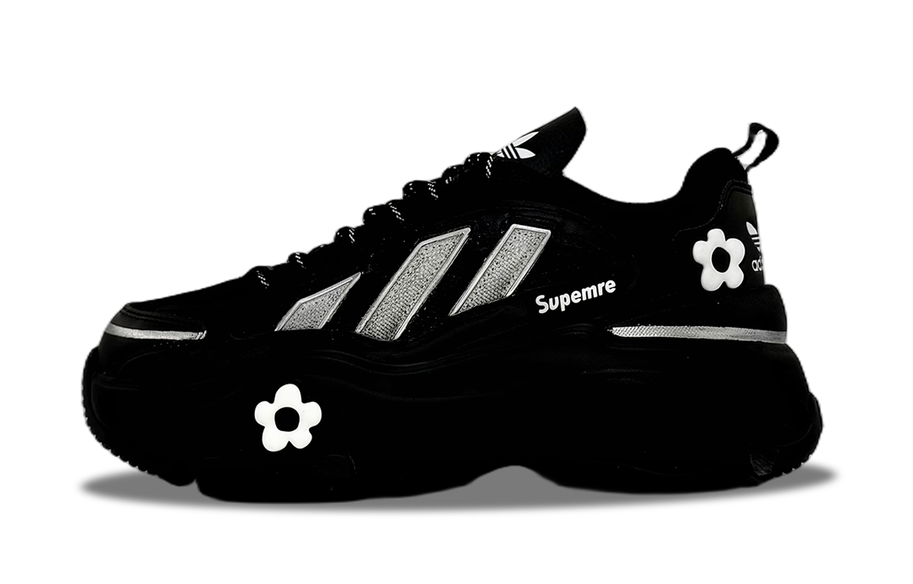 

Adidas Originals OZGAIA Silver Flower Abrasion Resistant Low top Chunky Sneakers Unisex Black