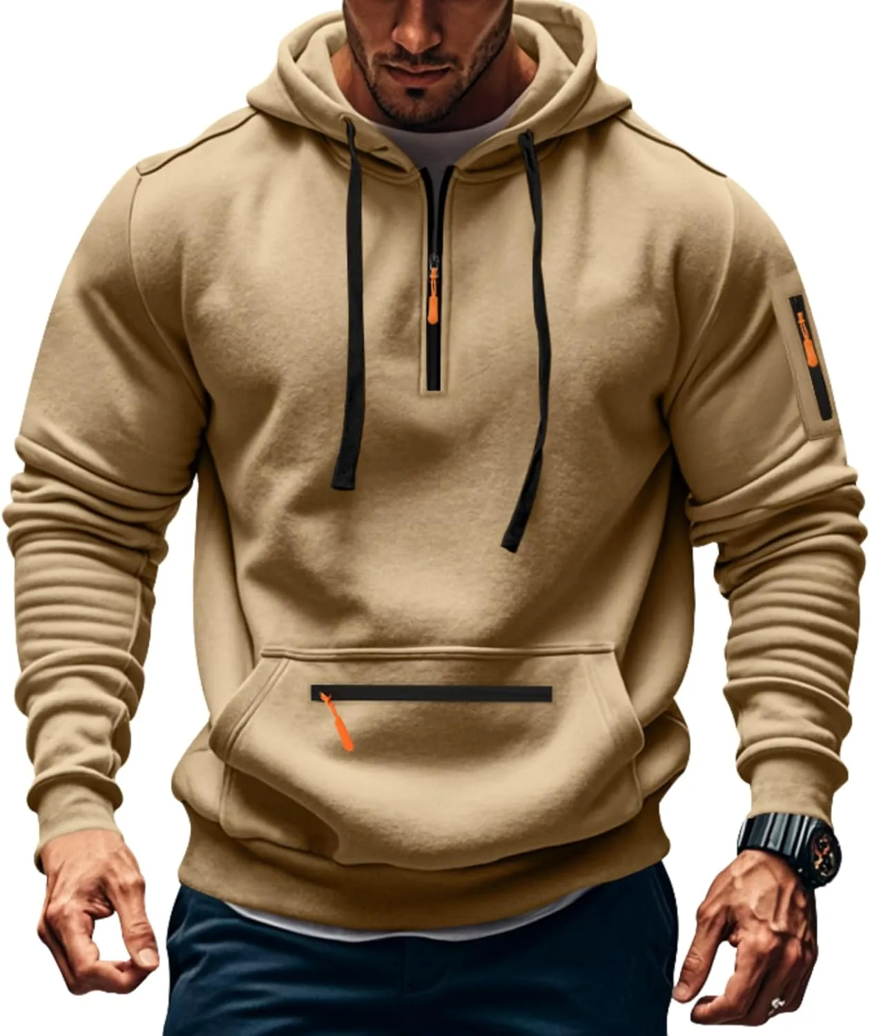 

Толстовка с капюшоном Quater Zip Up Tactical для мужчин с карманами ZOCANIA