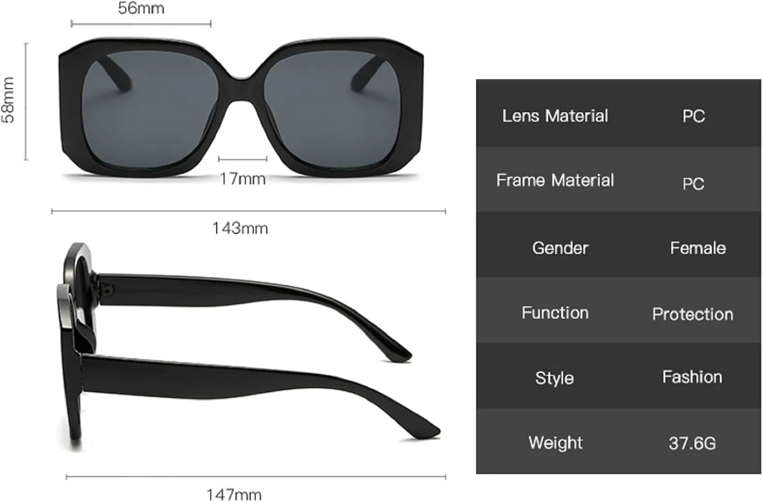 

Квадратные солнцезащитные очки в крупной оправе, модные очки для женщин, стильные очки с защитой от УФ-излучения UV400, модные аксессуары N47 mincl, Orange
