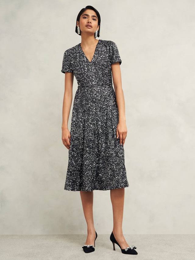 

Миниатюрное платье татьяны с блестками Hobbs, цвет Black/Silver