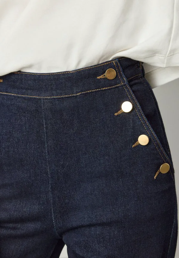Золотые пуговицы спереди, широкие штанины Next, Denim Rinse — фото 2