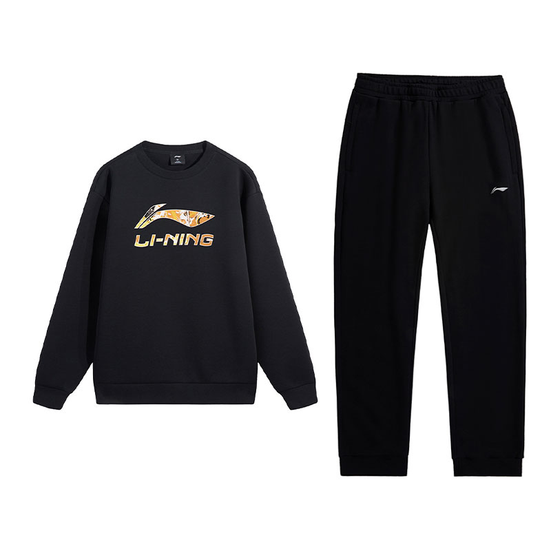 

Толстовка Li-Ning, мужской комплект из 2 предметов, черный top+черный pants