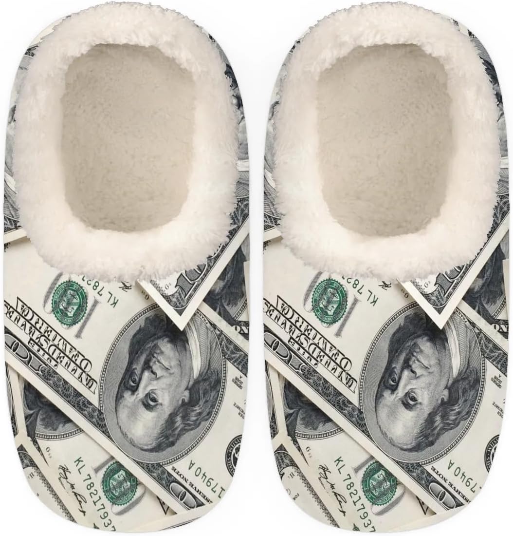 

Тапочки Pardick для женщин и мужчин, теплые пушистые домашние тапочки с рисунком тыквы и призрака, противоскользящие, уютные и мягкие, для улицы и дома, в парном стиле, повседневная обувь, 100 Dollar Bill