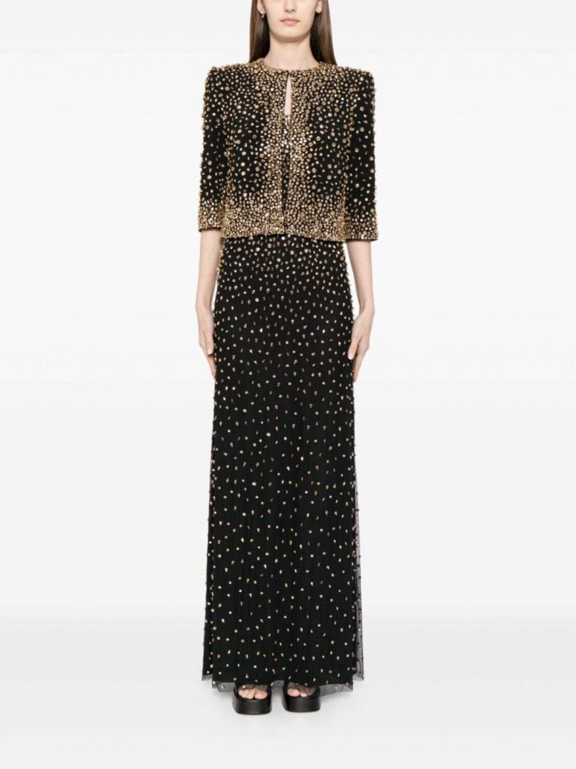 

Jenny Packham укороченный жакет Darlin с кристаллами, черный