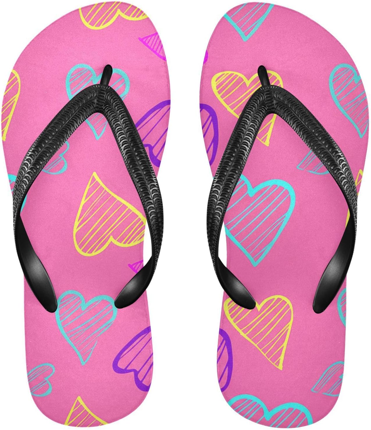 

Женские и мужские пляжные летние сандалии Colorful Hearts розовые шлепанцы для душа 20861778 Kfbe