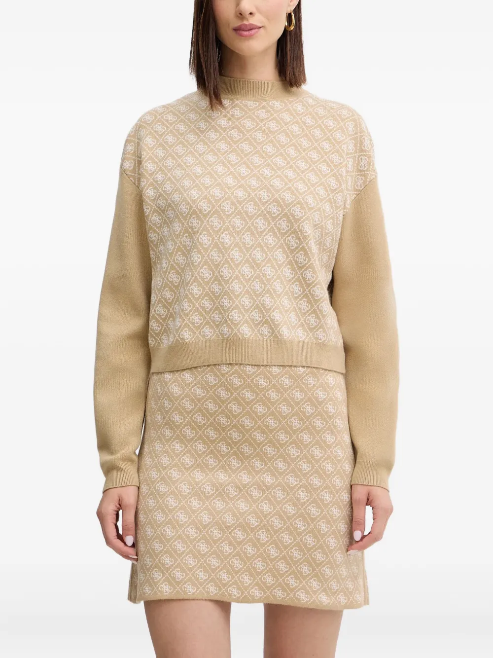 

Свитер с высоким воротником и узором Guess Usa, нейтральный