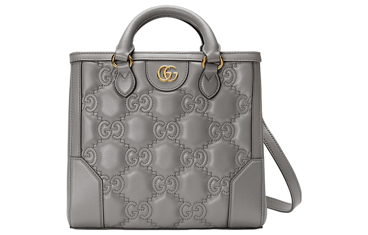 

GUCCI Матовый кожаный клатч кросс-боди мини женский серый