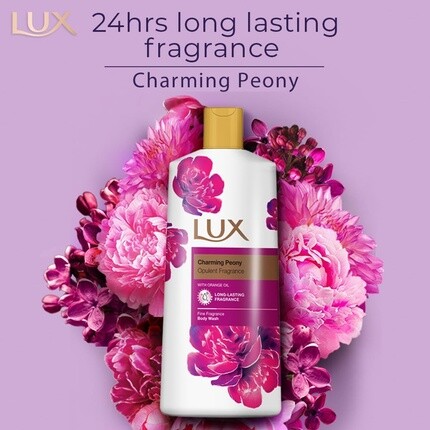 Lux Очаровательный пион для душа с маслом апельсина, ароматный тонкий аромат, гель для душа, питательное очищающее средство для тела, мыло для ванны 600 мл — фото 3