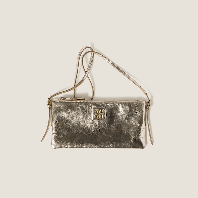 

Мини-Сумочка из ламинированной наппы Miu Miu, серебряный