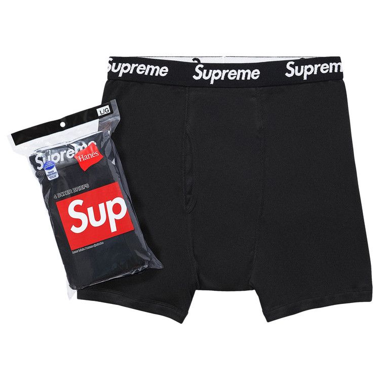 

Боксеры Supreme x Hanes Boxer Briefs (4 Pack), Black
