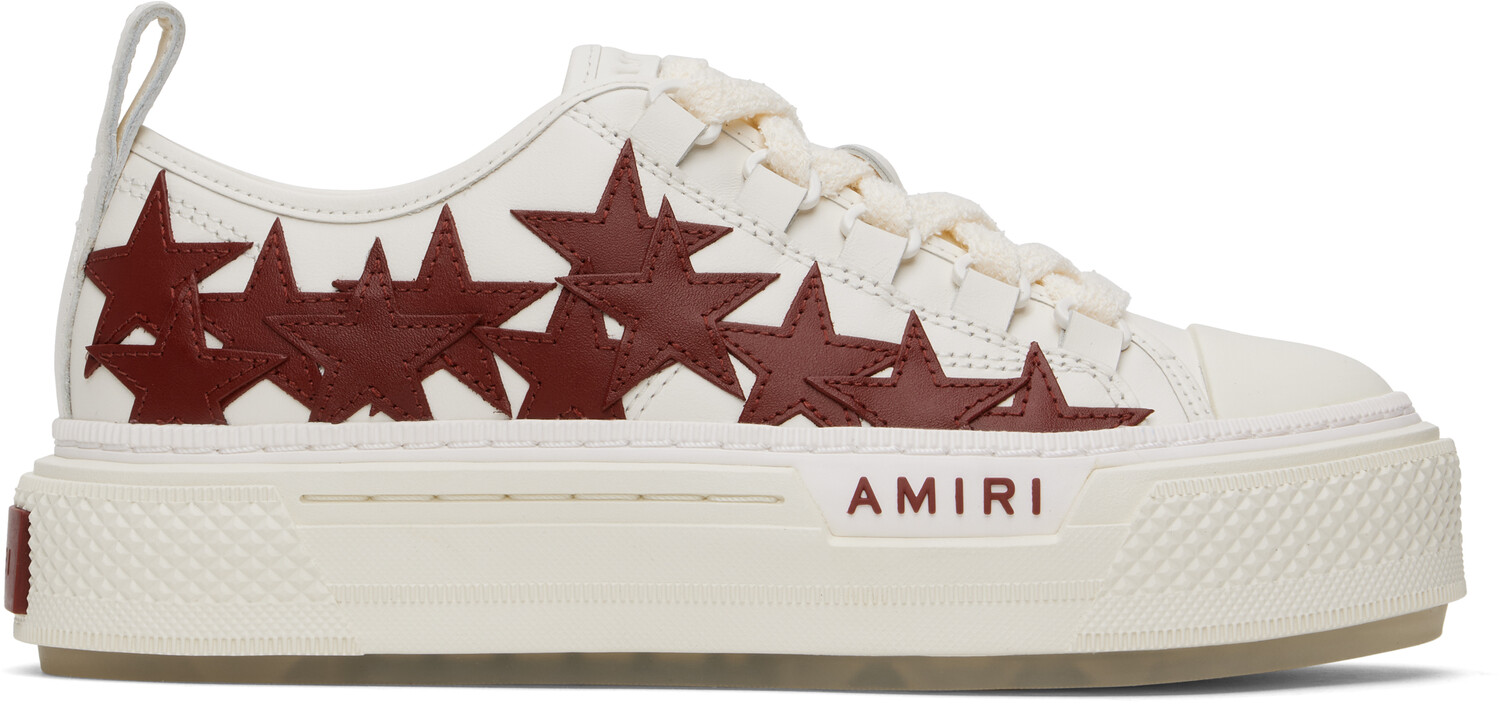 Белые и бордовые кроссовки со звездами Court Low AMIRI