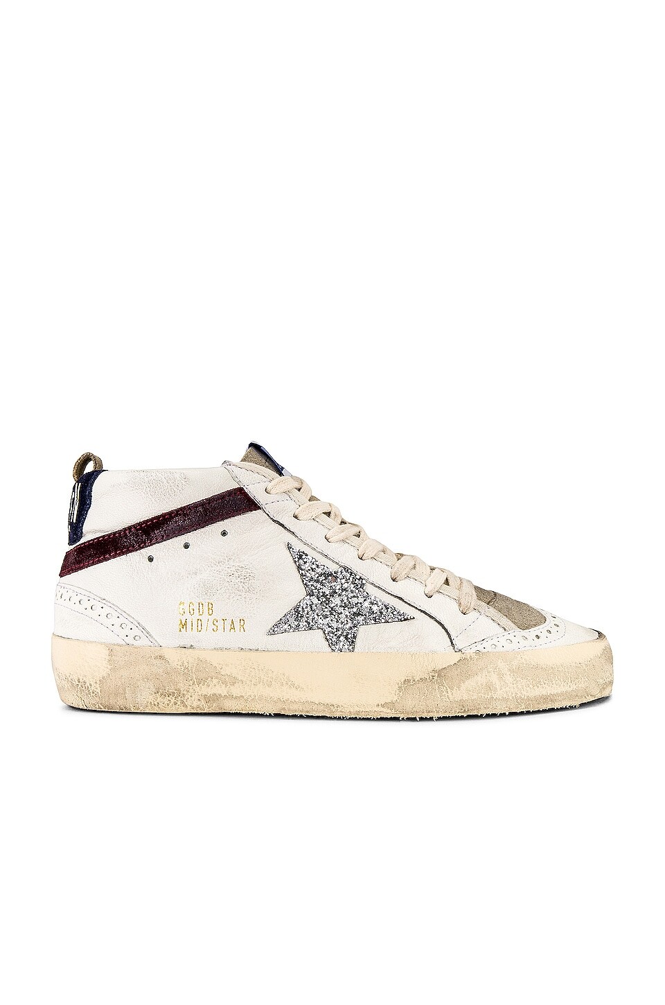 Кроссовки Golden Goose Mid Star, цвет White, Silver, Wine, & Medieval