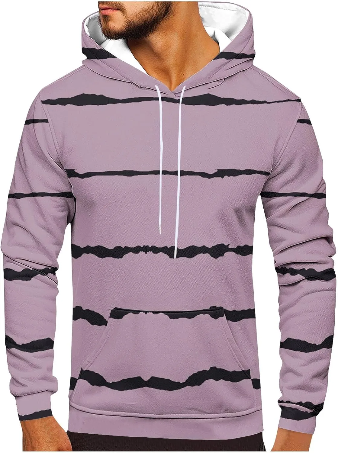 

Толстовка с капюшоном Stripe, мужская, Plus Size, с кулиской OTSANT