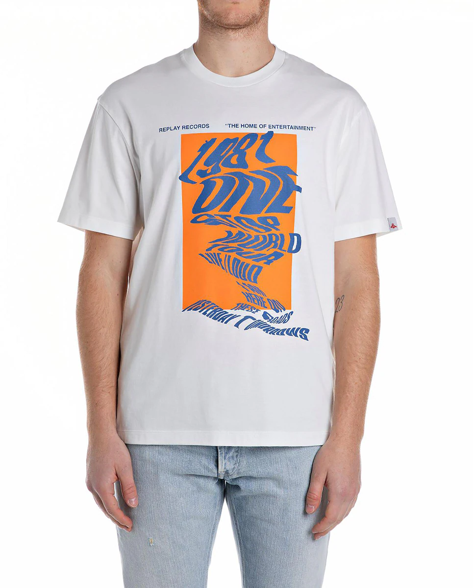 

Мужская футболка с коротким рукавом и круглым вырезом Replay, белый