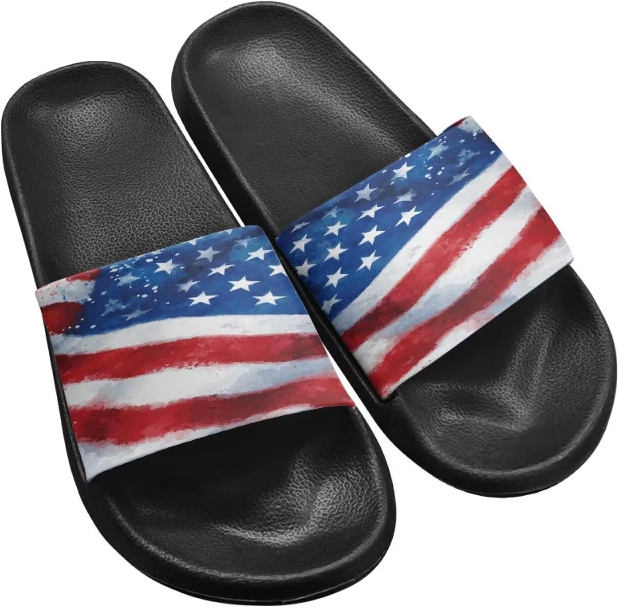 

Тапочки для душа Twousenru для мужчин, домашние шлепанцы, для ванной, для дома и пляжа, сандалии для бассейна, нескользящие с мягкой подошвой, American Flag
