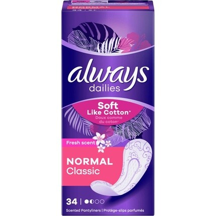 

Ежедневные прокладки Dailyfresh Normal 34 шт. Always