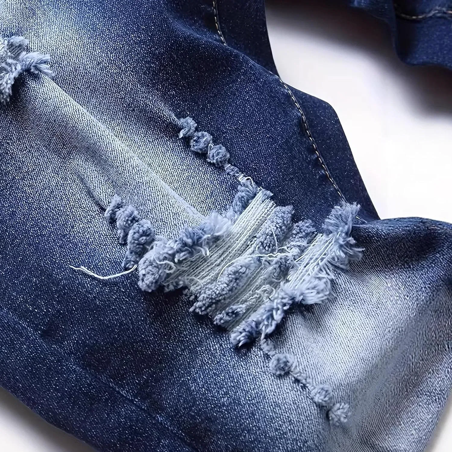 Компрессионные штаны Men Micro Fade Ripped Denim Pants, синие — фото 2