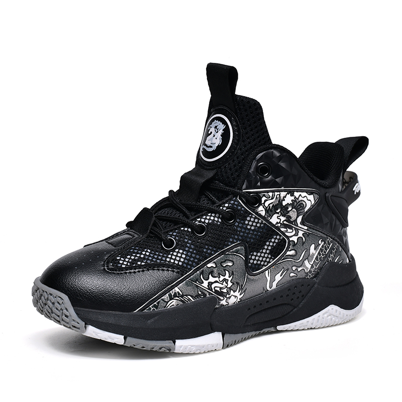 

Детские баскетбольные кроссовки Mid Top с противоскользящей и износостойкой подошвой TONYBEAR, черный