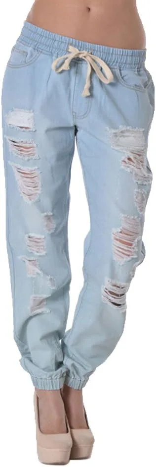 

Женские джинсы Skinny Fit с прорезями на коленях American Bazi